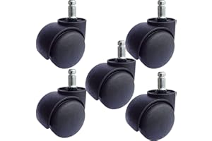 AccessBuy Office Chair Caster Wheel 2 Inch Universal Standard Size Computer Gaming Chair Caster Wheels Replacement Set of 5 (Black)