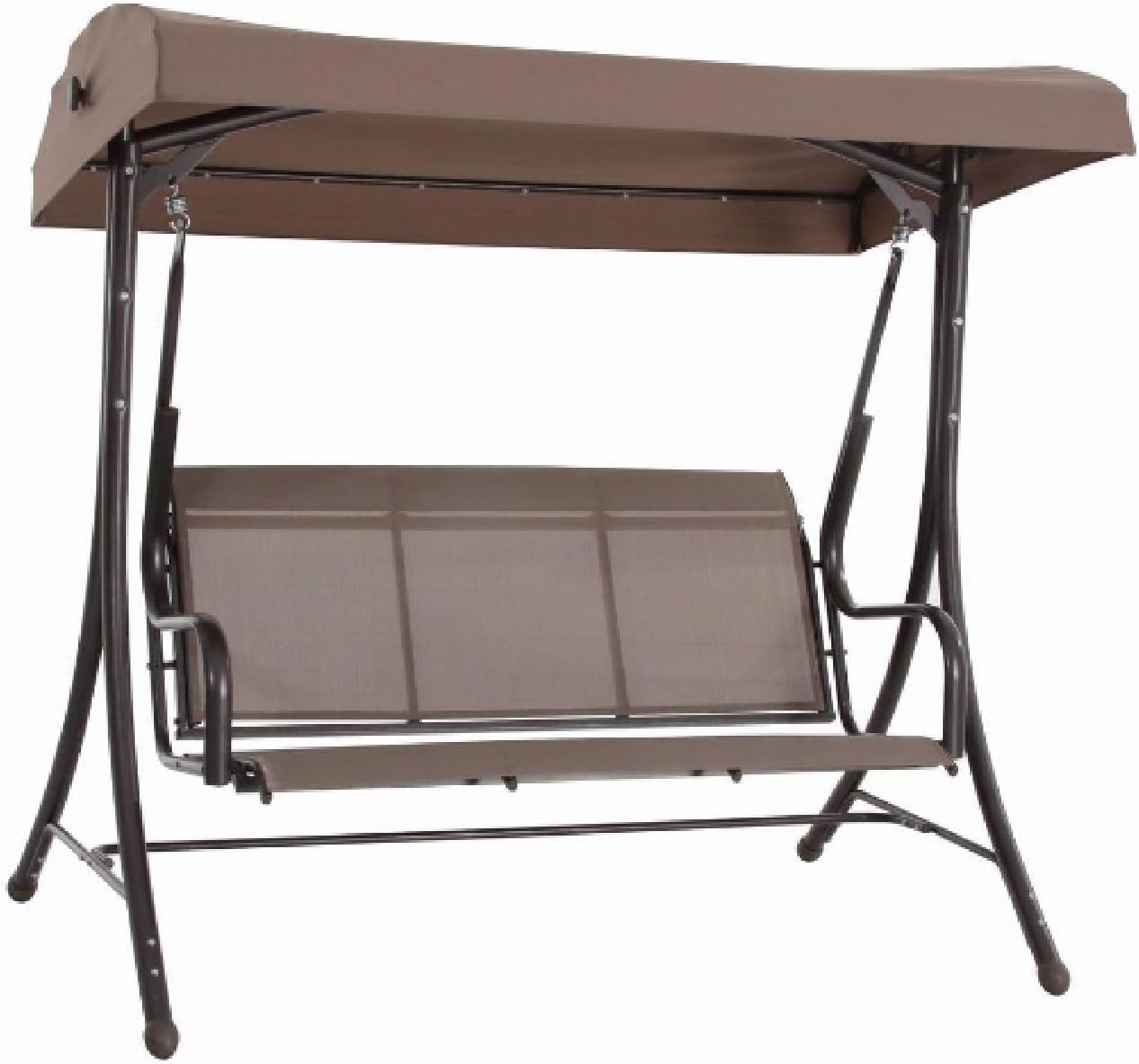 Outdoor 3 Person Swing Slingback Material Canopy Top W/Solar Lights