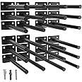 LEOPO Black 24 Pack-6 inch Floating Shelf Bracket, Concealed Shelf Support,Hidden Brackets for Floating Wood Shelves