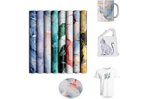 CUKCUT Sublimation Ink Sheets Sublimation Paper Transfer Sheets for Mugs Marble Transfer Paper for Heat Press Machine Sheets Multicolor Preprinted Ink for Tshirts, 8Pcs
