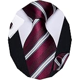 YourTies Striped Ties for Men Classic Woven Silk Necktie with Handkerchief Cufflinks Set Formal Business Party Wedding