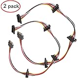 LINESO (2 Pack SATA 15 Pin Male to 4xSATA 15 Pin Female Power Splitter Cables L=19.5Inches (50CM)