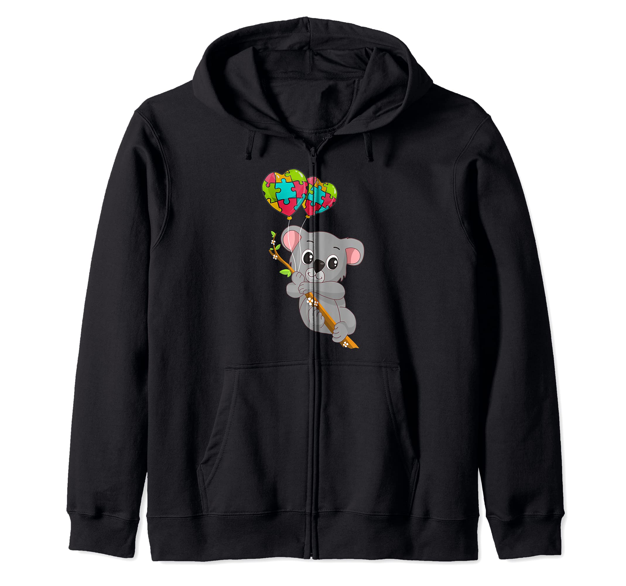 Autism Awareness Koala Bear Puzzles Heart Balloons Autism Zip Hoodie