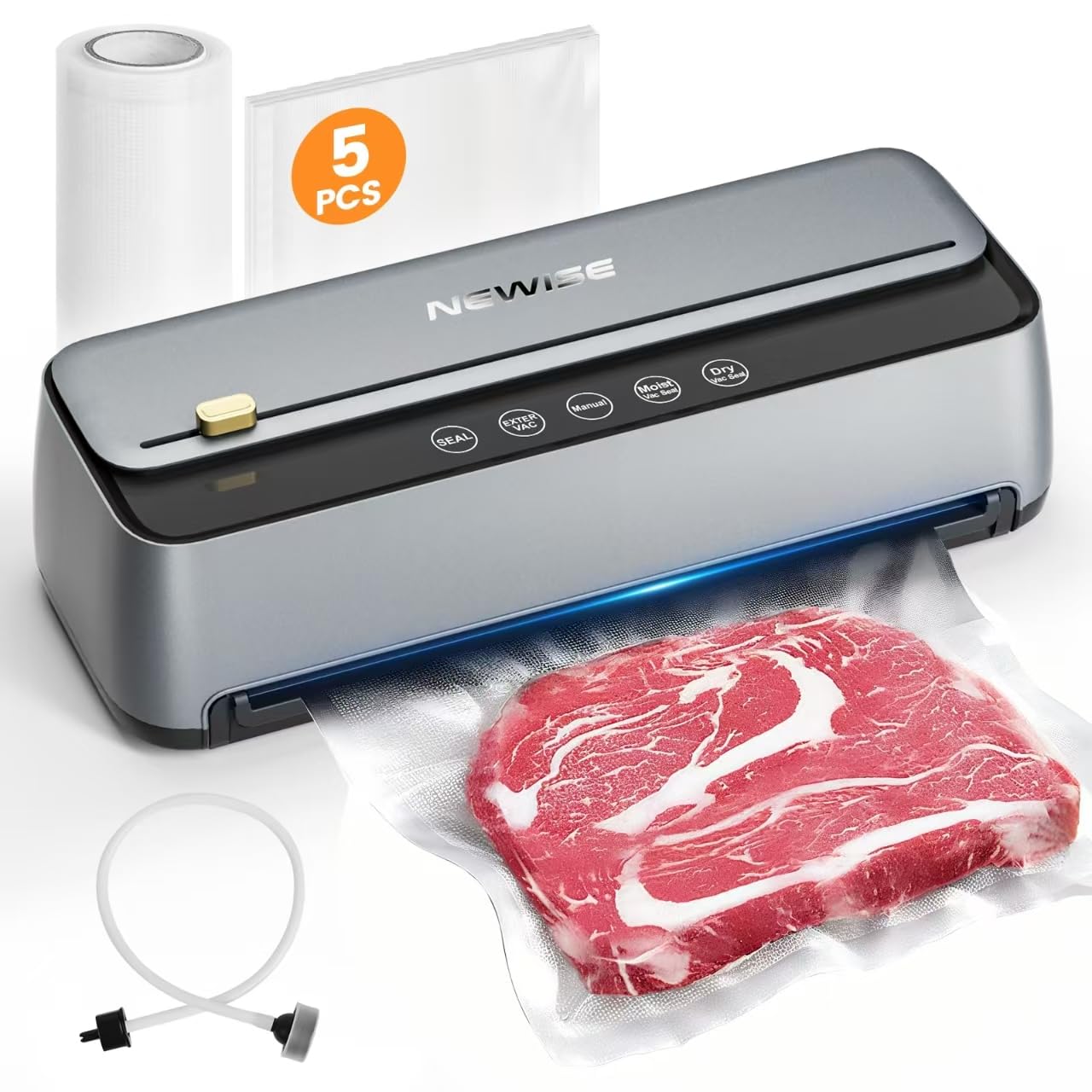 Photo 1 of Newise Automatic Vacuum Sealer Machine - Christmas Kitchen Gifts, 85Kpa Powerful Suction for Dry and Moist Food Preservation, External Hose & Bag Cutter, Leakproof Seal, Self-Cleaning Mode
