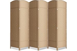 Cocosica 6 Panel Room Divider,6Ft Folding Privacy Screen,Tall - Extra Wide Foldable Panel Partition Wall Divider with Diamond Double-Weaved Hand-Woven Design Room Screen Divider