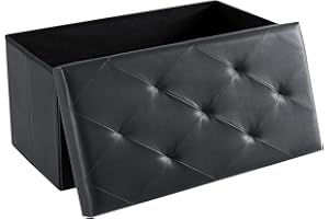 Sweetcrispy Foldable Storage Ottoman Bench, 110L Storage Chest, End of Bed Foot Rest Stool with Padded Seat, Bedroom Bench fo