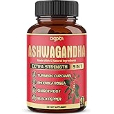90 Capsules - Ashwagandha Supplement Capsules - Ginger Root, Turmeric, Rhodiola Rosea & Black Pepper