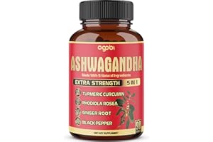 AGOBI 90 Capsules - Ashwagandha Supplement Capsules - Ginger Root, Turmeric, Rhodiola Rosea & Black Pepper