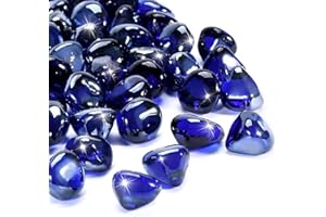 vchin Fire Glass, Cobalt Blue Fire Stone for Propane Firepit, Fireplace and Outdoor Decorative. High Luster Diamonds 1 Inch Glass Beads, 10LB
