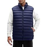 WHN Men's Lightweight Puffer Vest Outerwear Packable Waterproof Warm Quilted Sleeveless Jacket with Pockets Hiking Casual