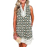Cicy Bell Womens Summer Floral Print Mini Dress V Neck Sleeveless Color Block Boho Dresses Casual Beach Vacation Outfits