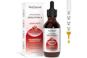 NATISLAND Liposomal Urolithin A Liquid Drops, Urolithin A Supplement with Pomegranate Extract, for Healthy Aging, Antioxidant & Mitochondrial Support, Non-GMO, 2 Fl Oz