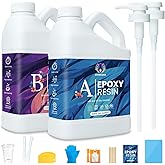 Epoxy Resin 1 Gallon Kit with Pump High Glossy Food Safe Crystal Clear Bubble Free No Yellowing Easy Mix 1:1 for Craft DIY Jewelry Art Casting