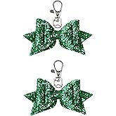 ZAWALUD 2 PCS Glitter Shiny Charm Keychain for Purse, Wallet, Handbag, Car keys, Handmade Sparkling Glitter Bow 3.3" x 2.7 "