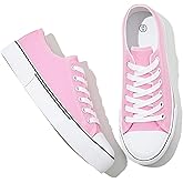 Adokoo Canvas Tennis Shoes for Women Low Top Casual White Black Sneakers for Women Lace Up Fashion Comfortable Walking Shoes