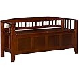 Linon Home Decor Storage Bench with Short Split Seat Storage, Walnut, 50 inchw x 17 inchd x 25.25 inchh.