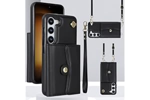 JYYVE for Samsung Galaxy S23 Plus Case 6.6 Inch, Crossbody Purse Wristlet Shoulder Strap Trendy Protective Cover for Galaxy S23 Plus (Black)