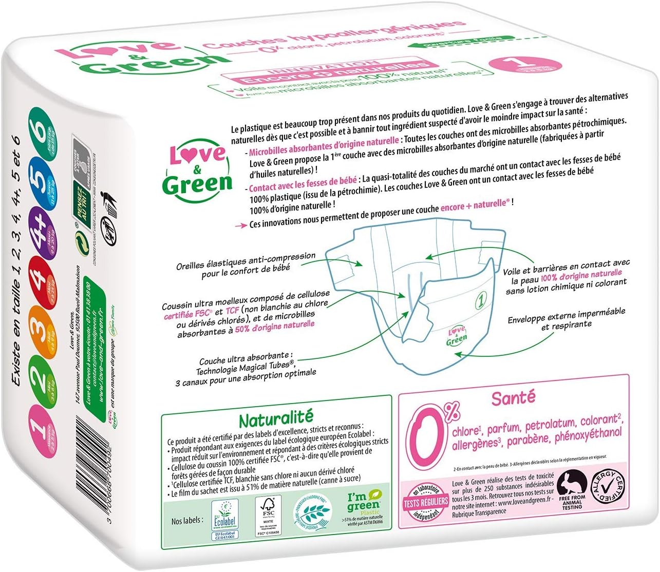 Love & Green Case Nappy, 1 Pack of 23 Nappies, Size 1 (Pack of 23) - Image 3