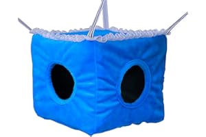 neolun Ferret Cube Hammock Hanging Bed for Ferrets Rats Chinchilla Sugar Gliders or Other Small Animals with Lace Trim(Blue)