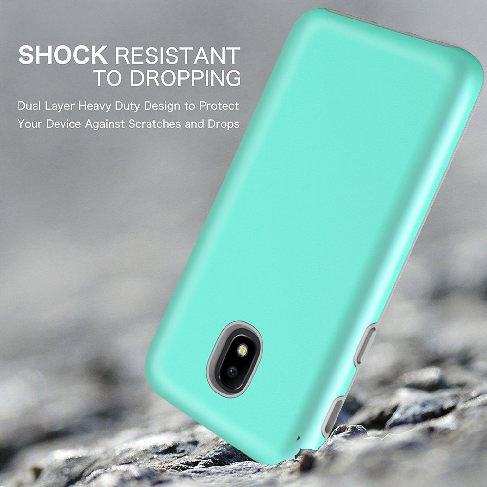 Samsung Galaxy J3 2018 Case, J3V 3rd Gen, J3 Star, Express Prime 3,J3 Achieve, Amp Prime 3 Case, Androgate Hybrid Matte Protective Cover Case with Full Coverage TPU Screen Protector,Mint