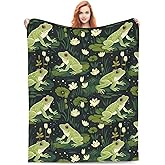 amepay Frog Blanket Gifts for Frog Lover Kids Lotus Leaf Frog Flannel Throw Blankets Soft Comfy Lightweight for Home Decor Couch Bed Sofa 60x50 Inches