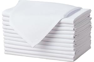 Gee Di Moda Cloth Napkins - 17 x 17 Inch White Dinner Napkins - Set of 12 Soft & Absorbent Washable Fabric Cloth Table Napkins with Hemmed Edges for Hotel Restaurant, Holiday Parties & Wedding