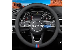 Deer Route Custom-Fit for BMW Steering Wheel Cover, Premium Leather Car Steering Wheel Cover with Logo, Non-Slip, Breathable, for BMW Accessories (D-Style,for BMW)