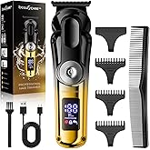 BEAUTYCARE Professional Beard Trimmer for Men - Zero Gapped T-Blade Hair Trimmer,Cordless Hair Clippers,Precision Edgers Barber Clippers for Hair Cutting & Grooming with LED Display,3 Guide Combs