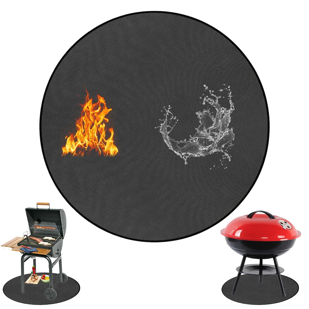 Fire Pit Mat, 48" Round Fireproof Mat, Heat Insulated Thicken Protective Mat, Round Fireproof Under Grill Mat for Fire Pit, Indoor Fireplaces, BBQ, Grill, Floor, Patio, Camping (120CM)