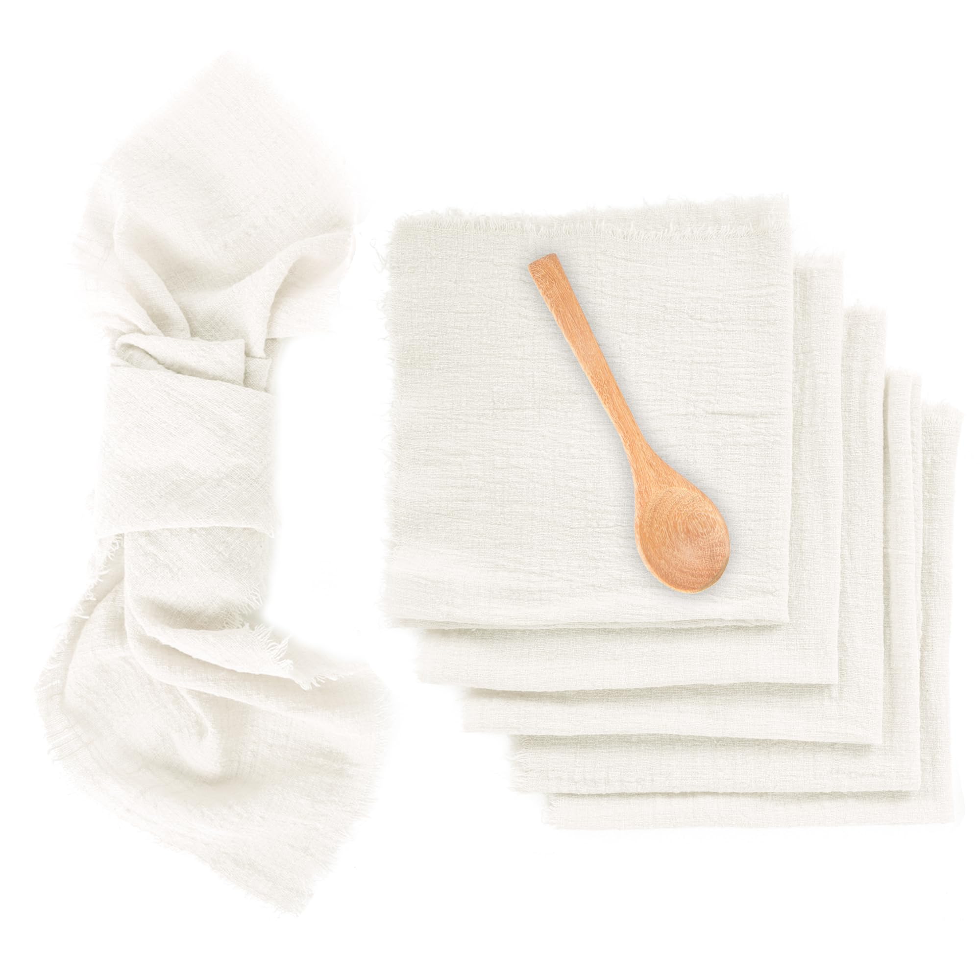 NiCoLa Table Cloth Napkins, 6 Pack Cotton Napkins with Fringe 42 x 42 cm, Dinner Napkins Soft 100% Cotton for Weddings Party Dinner Christmas Daily Use