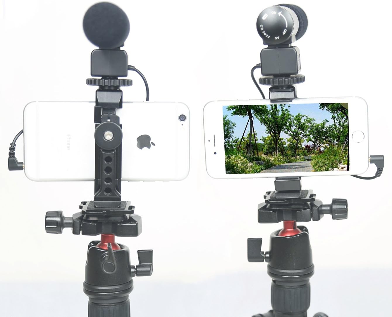 Metal Phone Tripod Mount with Cold Shoe,Woohoto 360 Rotation,Compatible with iPhone 11 Pro Tripod Mount, Sumsung Smartphone Holder Adapter, Cell Phone Clamp,Video Rig Mount for Live Streaming: Camera & Photo