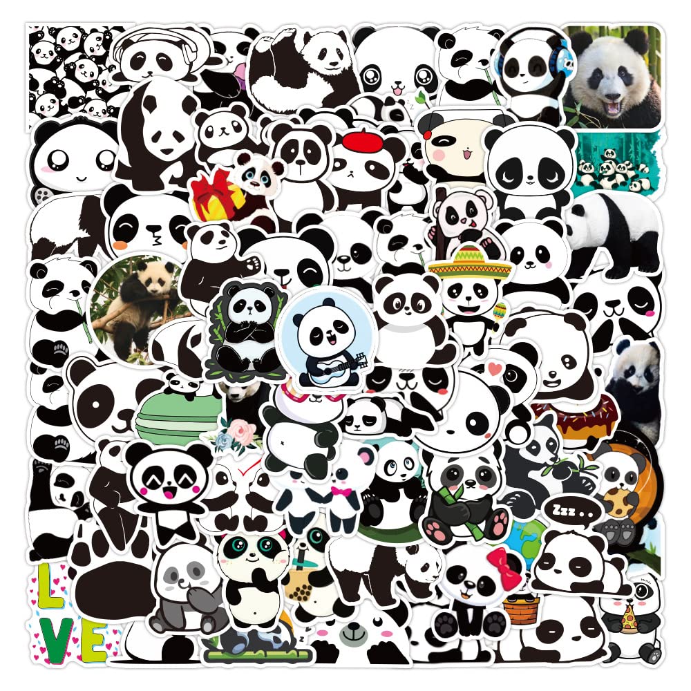 Panda Stickers for Laptop (100PCS), Gift for Children Teens Adults, Waterproof for Water Bottle, Cute Animal Vinyl Stickers for Journal, Dairy, Scrapbook, Skateboard