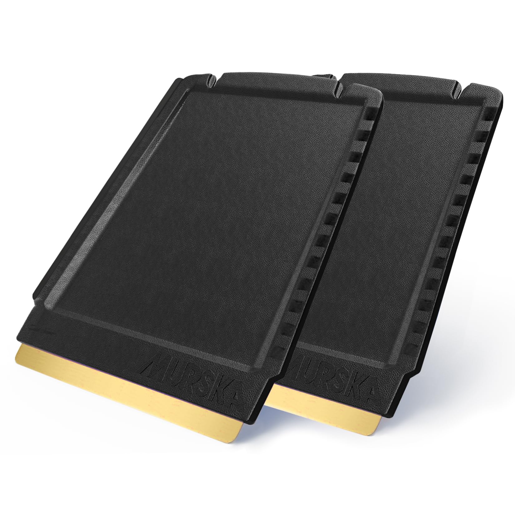 2 Ice Scraper for Car Windscreen 4 in 1 - Brass Ice Scraper - fast, effortless & easy - Premium HIPS - Murska Brass Blade Windscreen Scraper for Car Window Scrapper & Squeege (2x Black)