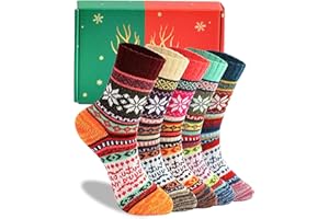 INKERSCOOP Stocking Stuffers 5 Pairs Novelty Socks with Gift Box Vintage Wool Socks for Christmas, Birthday, Party Gifts