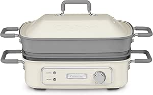 Cuisinart GR-M3 STACK5 Multifunctional Grill, 12.0"(L) x 9.0"(W) x 6.0"(H), Off-White