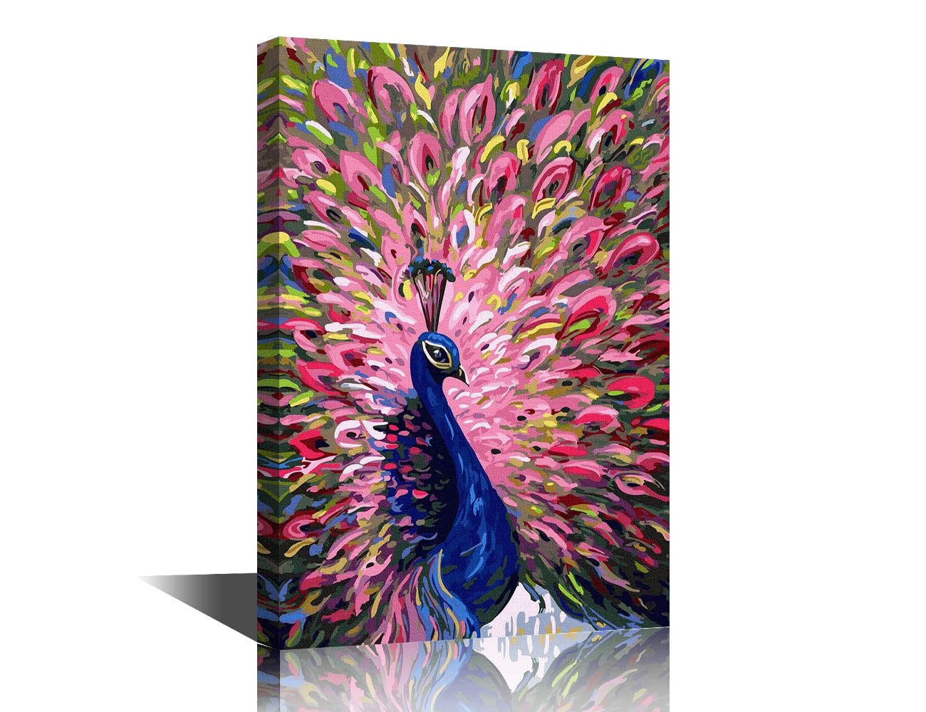 Wall Art Canvas Print Pink Blue Peacock Series on Canvas Colourful Animal for Home Decor Paintings Modern Artwork for Living Room Decoration Prints On Canvas 16x24inch (40x60cm)