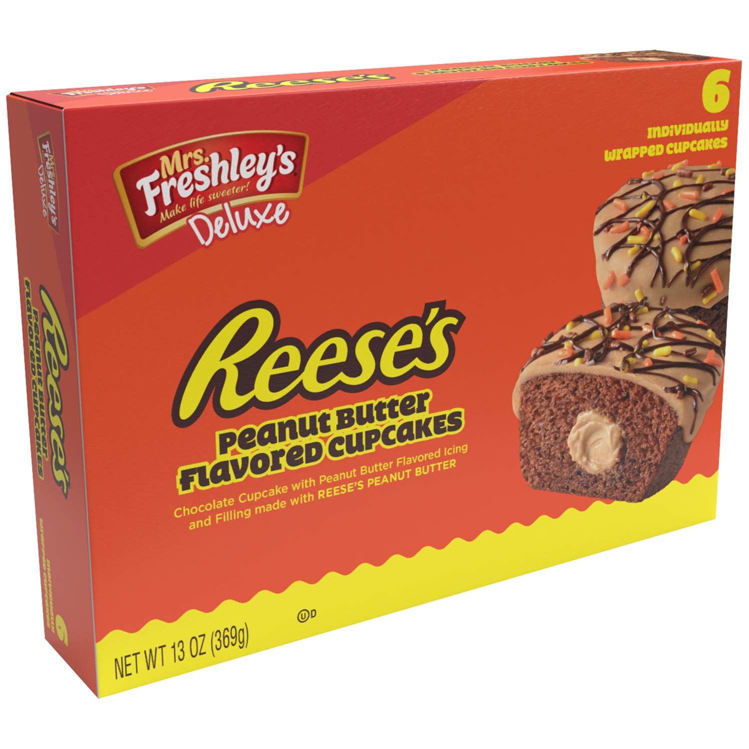 Mrs Freshley S Deluxe Reese S Peanut Butter Flavored Cupcakes 13oz Package Amazon Com Grocery Gourmet Food