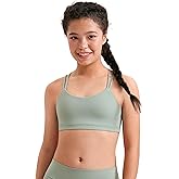 CRZ YOGA Girls Softness Mold Butterluxe Cross Sports Bra - Yoga Athletic Casual Double Spaghetti Strap Scoop Neck Kids Teen