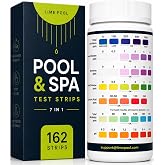 7-Way Pool Test Strips - 162 Strips Hot Tub, Spa, Pool Water Testing Kit | Pool Chemical Tester, Chlorine, pH, Bromine, Alkalinity, Hardness, Cyanuric Acid, Free Chlorine Test Strips for Swimming Pool