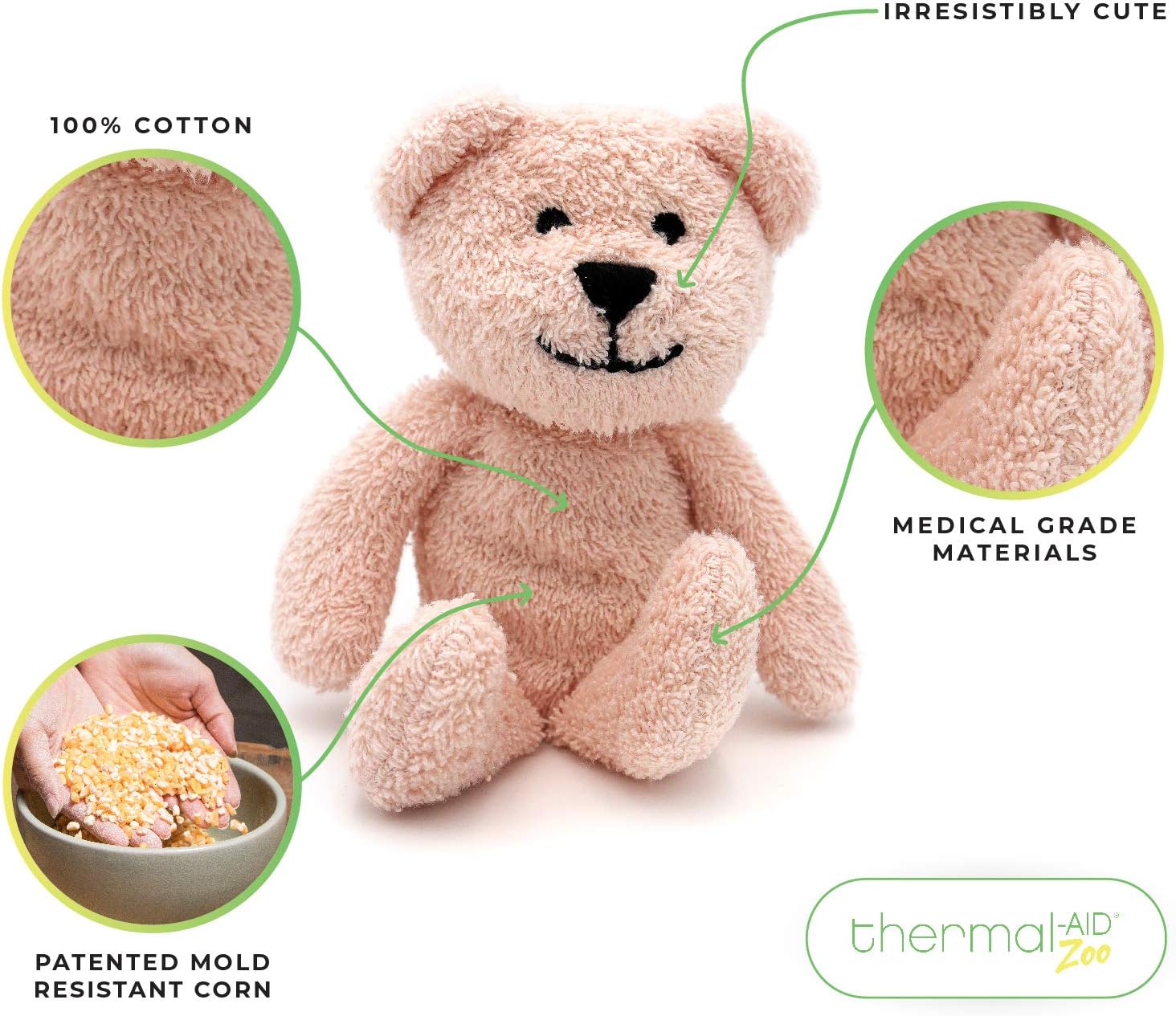 Thermal-Aid Zoo — Mini Buckley The Blue Bear — Kids Hot and Cold Pain Relief Boo Boo Tool — Heating Pad Microwavable Stuffed Animal and Cooling Pad — Easy Wash, Natural Sleep Aid: Health & Personal Care