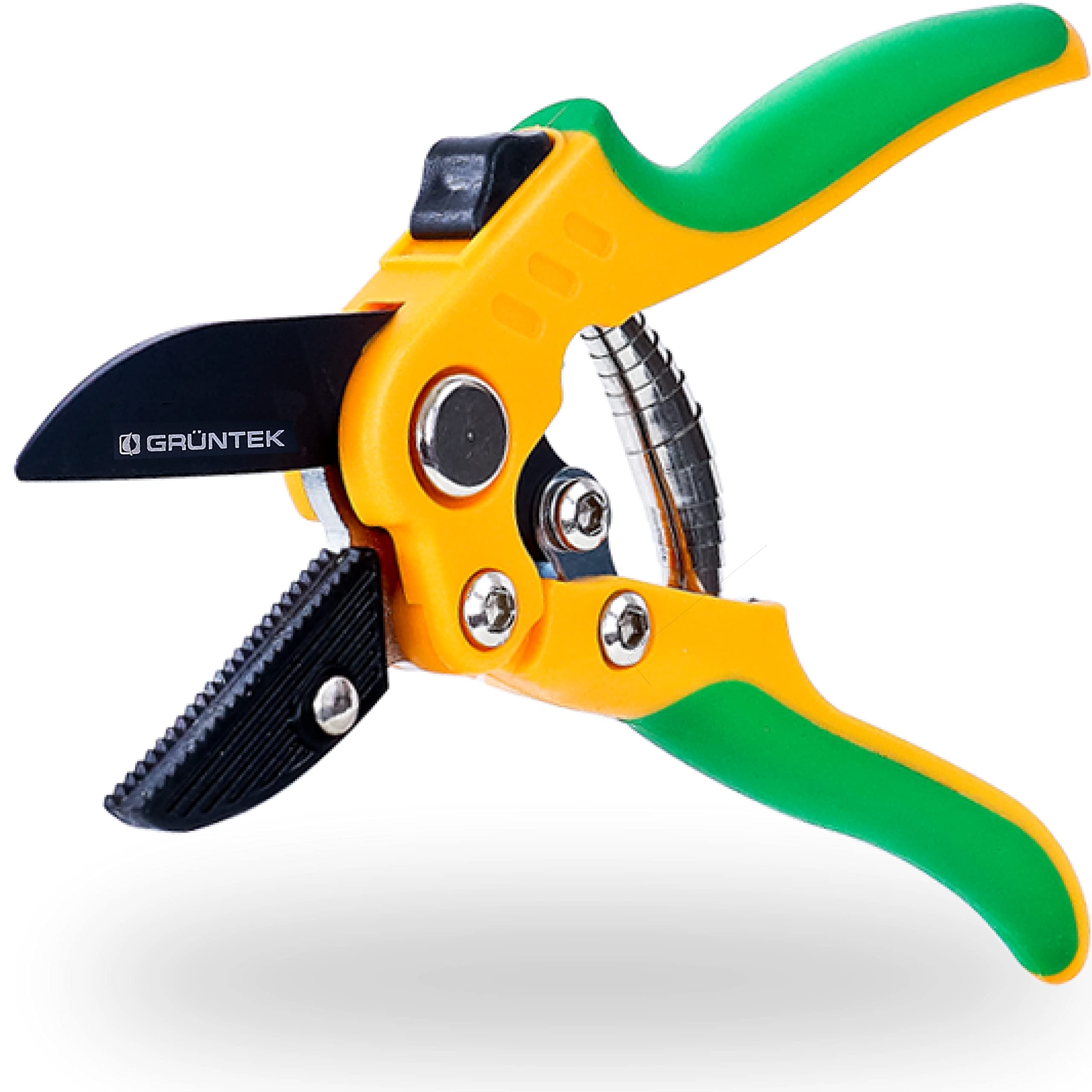 GRÜNTEK Anvil Pruning Shears Star 220 mm, for cuttings up to Ø25mm, Upper Blade SK5, Teflon-Coated, Ergonomic Soft-Touch Handles