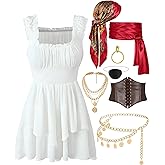 Pirate Costume Women Dress Corset Head Scarf Sash Chain Belt Necklace Eye Patch Party Outfit Pirate Accessories