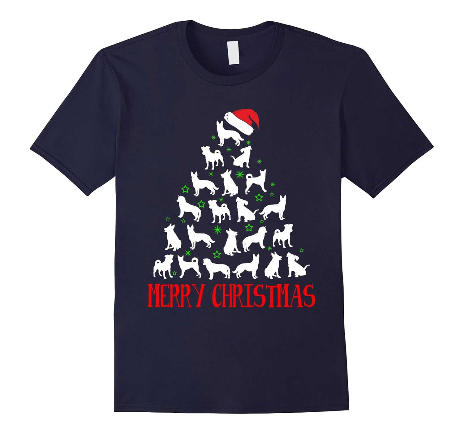 Merry Christmas Tree Dogs T-shirt-ANZ