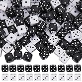 SUNNYCLUE 1 Box 200Pcs 2 Colors 8mm Dice Beads Black and White Cube Beads Acrylic Small Mixed Plastic String Party Games Loose Spacers for Jewelry Making Supplies Craftings DIY Necklace Bracelet Women