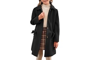 Meikulo Girls Single Breasted Dress Coat Kids Winter Outerwear Jackets Bowknot Pockets 5-14 Years