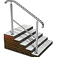 Staircase Handrail Porch Deck Patio Railing for Outdoor and Indoor 330lbs Side Load Stairs Handrailings Stainless Steel Fits 1-5 Steps (Style 1)