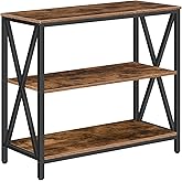 MAHANCRIS 80 cm Sofa Table, Industrial Console Table, 3-Tier Narrow Side Table with Open Shelves for Entryway, Hallway, Kitch