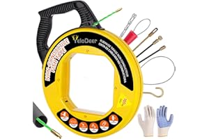 Yelodeer Fish Tape Wire Puller 100 FT x 4.5 mm with Gloves and 7 Adapters, PET Wire Fishing Tools for Walls and Electrical Conduit