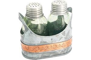 Autumn Alley Rustic Farmhouse Salt and Pepper Shaker Set - Adorable Galvanized Caddy - Cute Glass Mini Mason Jars for Country Decor