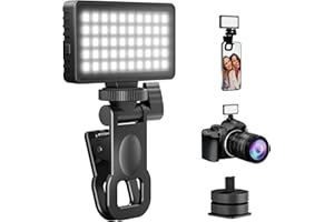 ZECTI Small Selfie Phone Light with Metal Hotshoe and Clip,50 LED Portable Rechargeable Single Color Video Light for Phones,iPhone, Laptops and Cameras, Selfie, Video Conference, TikTok